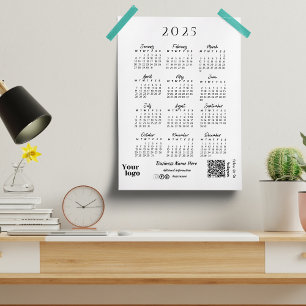 2025 Year Calendar Script Typography White