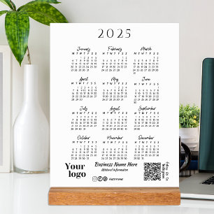 2025 Year Calendar Script Typography White Acrylic Sign