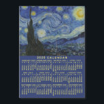 2025 Year Calendar Starry Night or Photo Magnet<br><div class="desc">This 2025 year monthly calendar fridge magnet shows the days of the week for each month in bold, easy-to-read light yellow. Vincent van Gogh's beautiful, famous painting "The Starry Night" rests above the calendar. Painted during the Dutch post-Impressionist painter's stay at the Saint Remy asylum in the 1880's, van Gogh...</div>