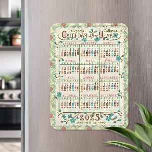 2025 Year Calendar Victorian Art Nouveau   Custom Magnet