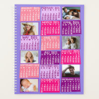 2025 Year Monthly Calendar 12 Photo Collage Pink