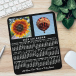 2025 Year Monthly Calendar Black Custom 2 Photos Mouse Pad<br><div class="desc">This 2025 year 2-photo and custom text personalised monthly calendar mousepad / mousemat shows the days of the week for each month in classic, professional-looking white on a black background. This is a simple, bold yearly calendar mousepad to help you conquer the new year. Always know what date it is...</div>