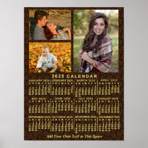 2025 Year Monthly Calendar Coffee Beans 3 Photos Poster