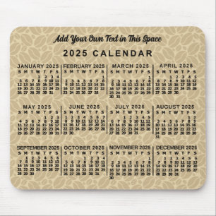 2025 Year Monthly Calendar Coffee Beans Custom Mouse Pad