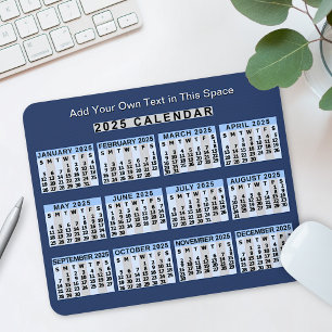 2025 Year Monthly Calendar Easy to Read Business Mouse Pad