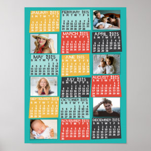 2025 Year Monthly Calendar Modern Photo Collage Poster