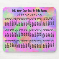 2025 Year Monthly Calendar Rainbow of Paint Custom
