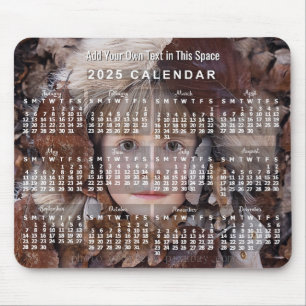 2025 Year Monthly Photo Calendar White Custom Mouse Pad