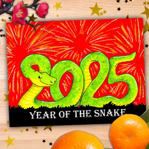 2025 Year of the Snake postcard
