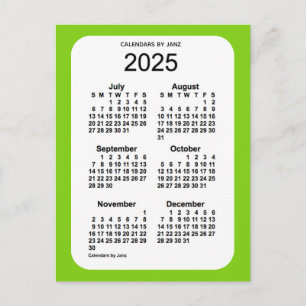 2025 Yellow Green 6 Month Mini Calendar by Janz Postcard