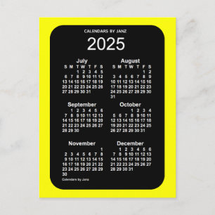 2025 Yellow Neon 6 Month Mini Calendar by Janz Postcard