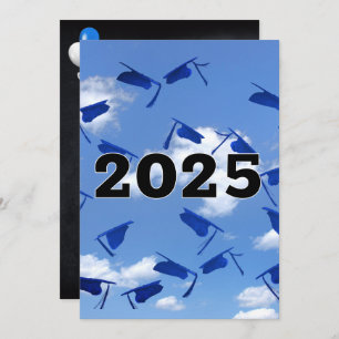 2025Blue Graduation Hats in Sky Invitation