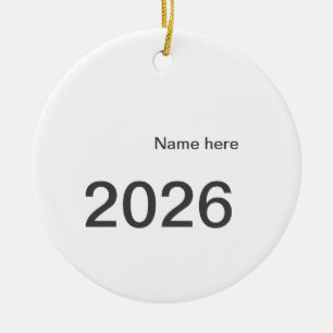 2026 2027 2028 name title here year bold letter ceramic ornament