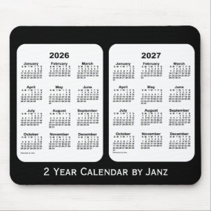 2026-2027 Black and White 2 Year Calendar by Janz Mouse Pad