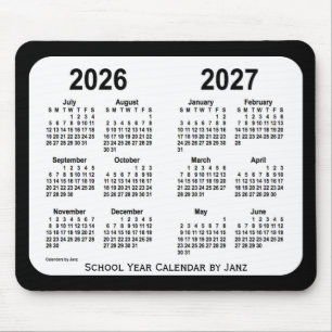 2026-2027 Black and White  School Calendar by Janz Mouse Pad