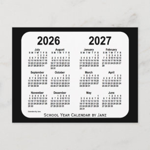 2026-2027 Black and White School Calendar by Janz Postcard