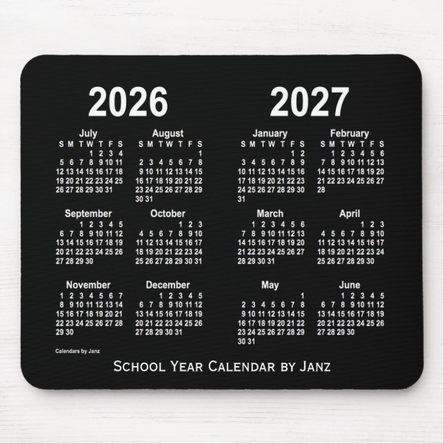 2026-2027 Neon White School Calendar by Janz Mouse Pad (Front)