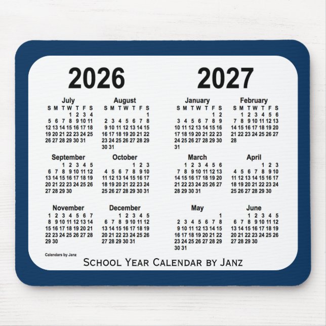 2026-2027 Police Box Blue School Calendar by Janz Mouse Pad (Front)