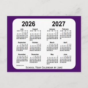 2026-2027 Purple Mini School Year Calendar by Janz Postcard