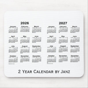 2026-2027 White 2 Year Calendar by Janz Mousepad