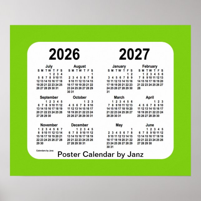 2026-2027 Yellow Green School Calendar by Janz Poster (Front)