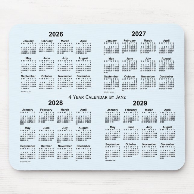 2026-2029 Alice Blue 4 Year Calendar by Janz  Mouse Pad (Front)
