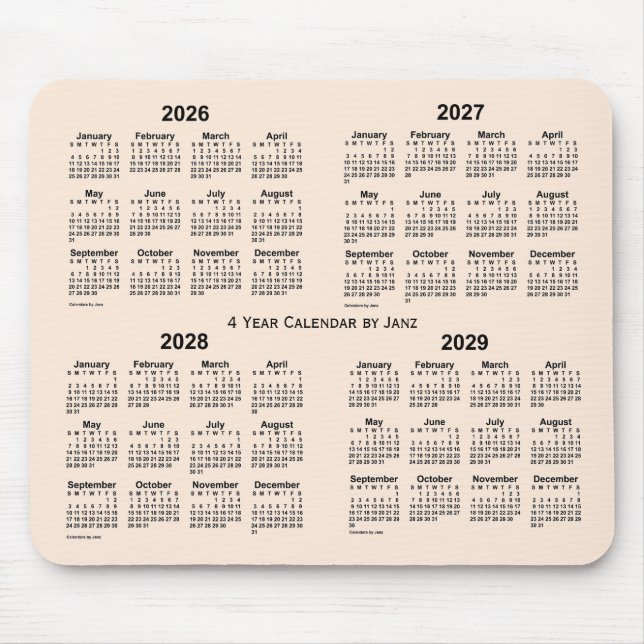 2026-2029 Antique White 4 Year Calendar by Janz Mouse Pad (Front)