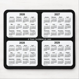 2026-2029 Black and White 4 Year Calendar by Janz Mouse Pad