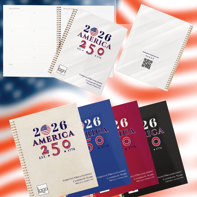 2026 America 250 White Pearl Commemorative QR Code Planner (AMERICA 250 - Celebrate 250 Years of American History w/Customizable Patriotic Office keepsake Gifts)