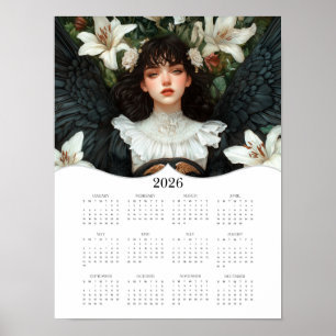 2026 Angel Full Year Yearly Wall Calendar Poster