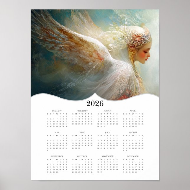 2026 Angel Full Year Yearly Wall Calendar Poster (Front)
