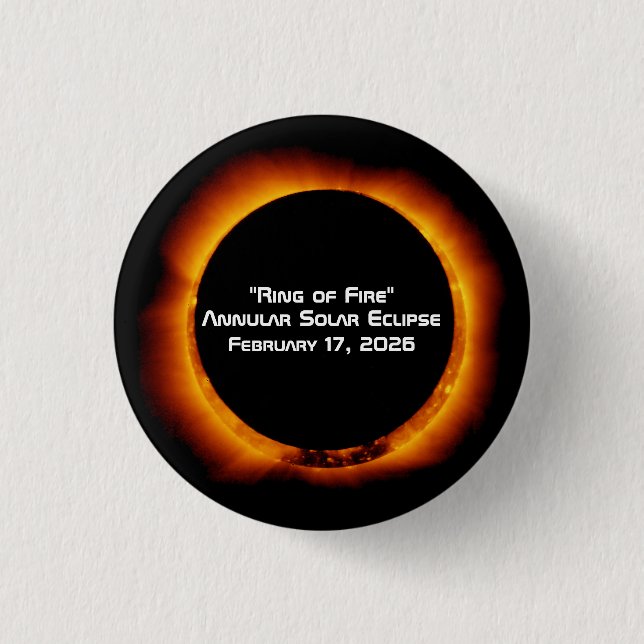 2026 Annular Ring of Fire Solar Eclipse 3 Cm Round Badge (Front)