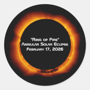 2026 Annular Ring of Fire Solar Eclipse Classic Round Sticker