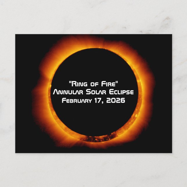 2026 Annular Ring of Fire Solar Eclipse Postcard (Front)