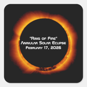2026 Annular Ring of Fire Solar Eclipse Square Sticker