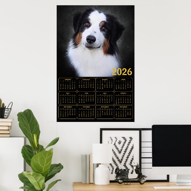 2026 Australian Shepherd Calendar  Poster (Home Office)