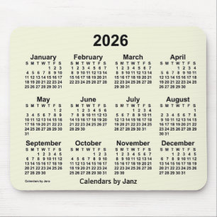 2026 Beige Calendar by Janz Mouse Pad