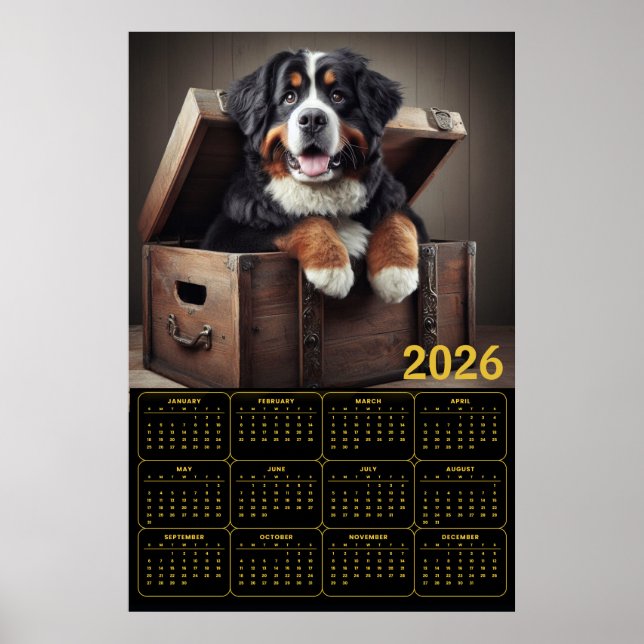2026 Bernese Mountain Dog Calendar  Poster (Front)