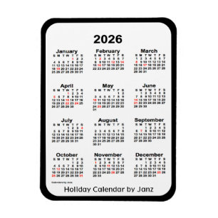 2026 Black Holiday Calendar by Janz Magnet