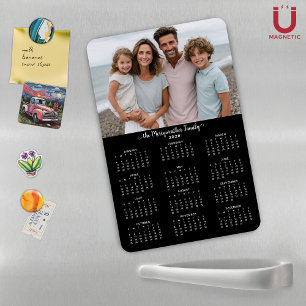 2026 Black Modern Personalised Photo Calendar Magnet