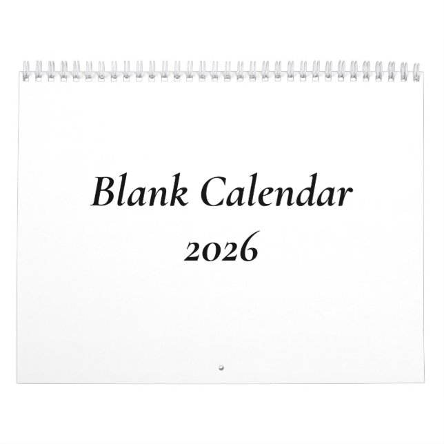 2026 Blank Calendar Without Holidays (Cover)
