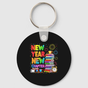 2026 Bookworm Funny Happy New Year Chapter Book Lo Key Ring