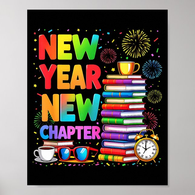 2026 Bookworm Funny Happy New Year Chapter Book Lo Poster (Front)