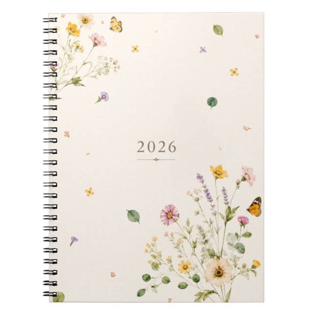 2026 Botanical Floral Spiral Notebook |  (Front)