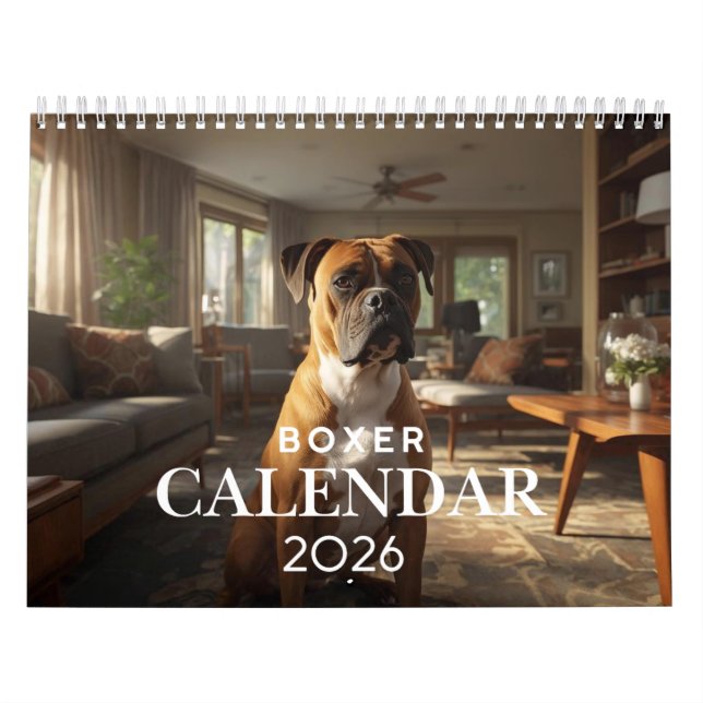 2026 Boxer Dog Wall Calendar | 12 Month Calendar (Cover)