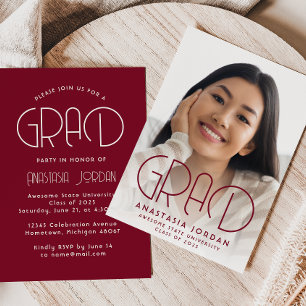 2026 Burgundy Gold Graduation Party Invitation