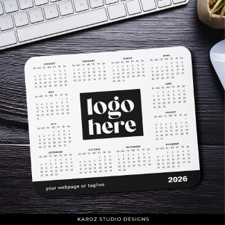 2026 Business Logo Full Year Calendar Mouse Pad