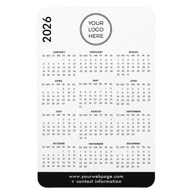 2026 Business Logo Magnet Calendar (Vertical)