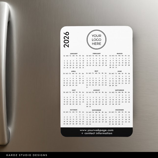 2026 Business Logo Magnet Calendar (Magnet shown in 4 x 6 inches.)