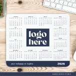 2026 Business Logo Navy Blue Full Year Calendar Mouse Pad<br><div class="desc">This simple 2026 Full Year Calendar Business Logo Mouse Pad in clean and elegant, modern navy blue and white, to match your branding colour, making it a useful promotional item. Great option for Holiday corporate gifts. You can personalise your calendar mouse pads with your logo, web page, or tagline and...</div>
